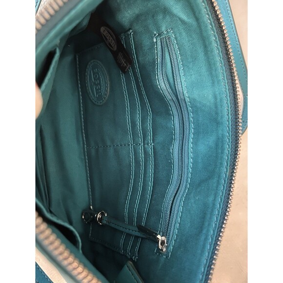 Fossil Sydney Leather Top Zip Crossbody Clutch Handbag Purse Bag ZB5701 Green - Picture 11 of 15